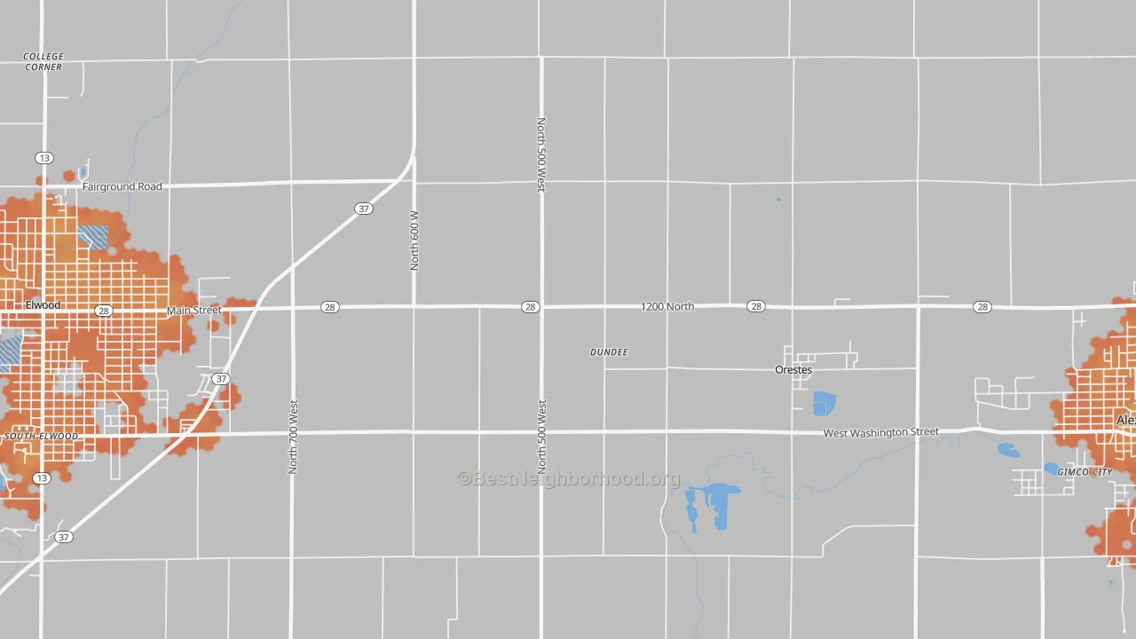 Bike Grade map of Dundee, IN