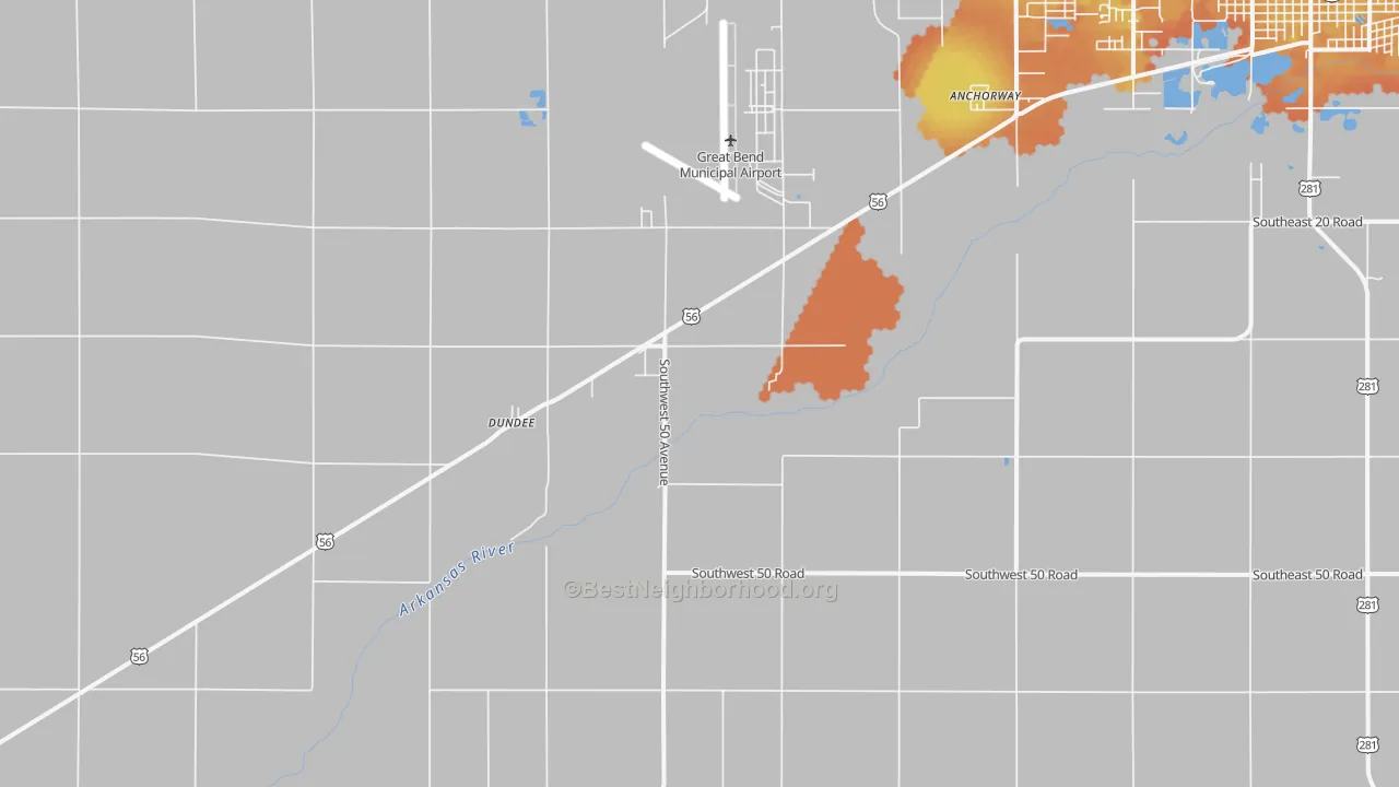 Bike Grade map of Dundee, KS