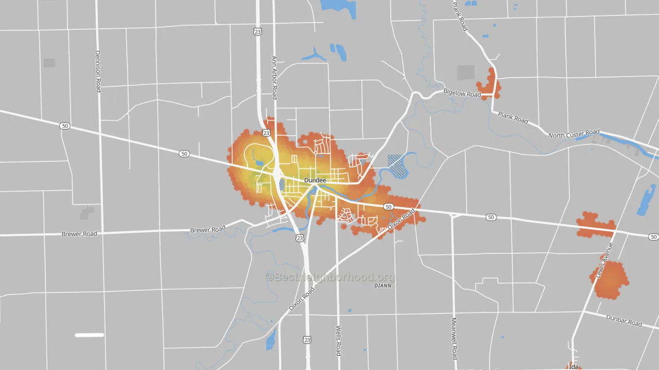 Bike Grade map of Dundee, MI
