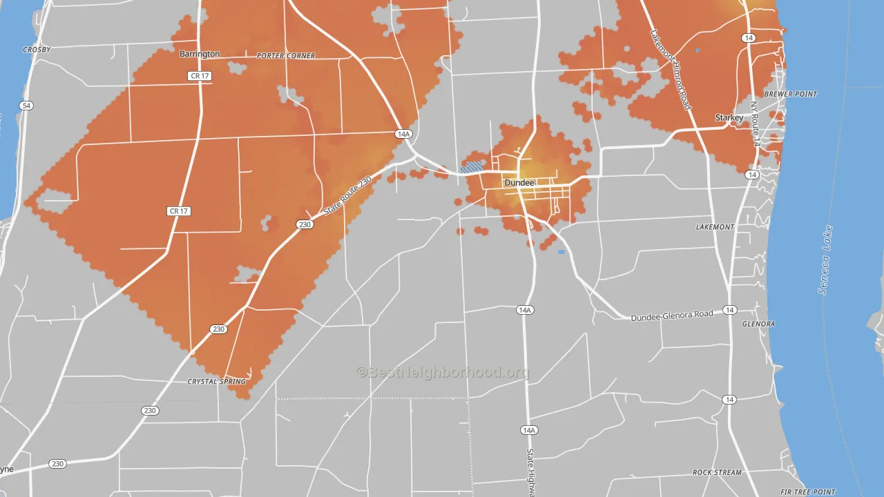 Bike Grade map of Dundee, NY