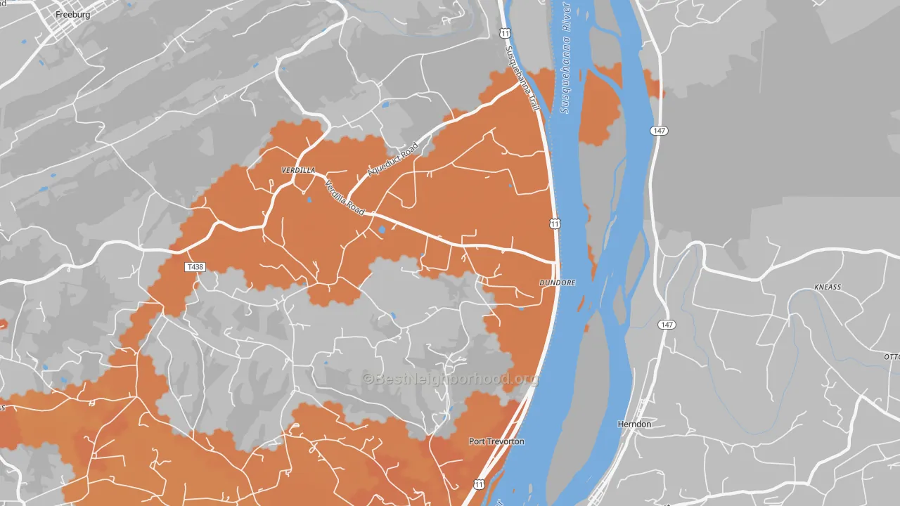 Bike Grade map of Dundore, PA