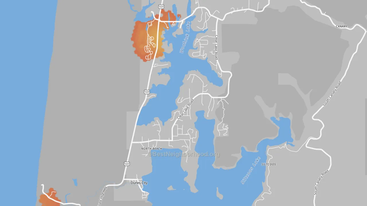Bike Grade map of Dunes City, OR