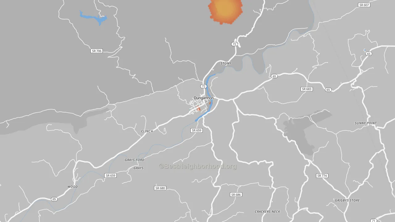Bike Grade map of Dungannon, VA