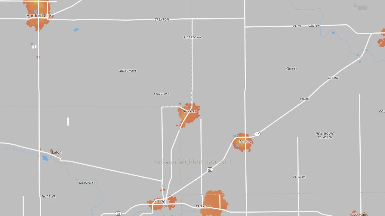Bike Grade map of Dunkirk, IN