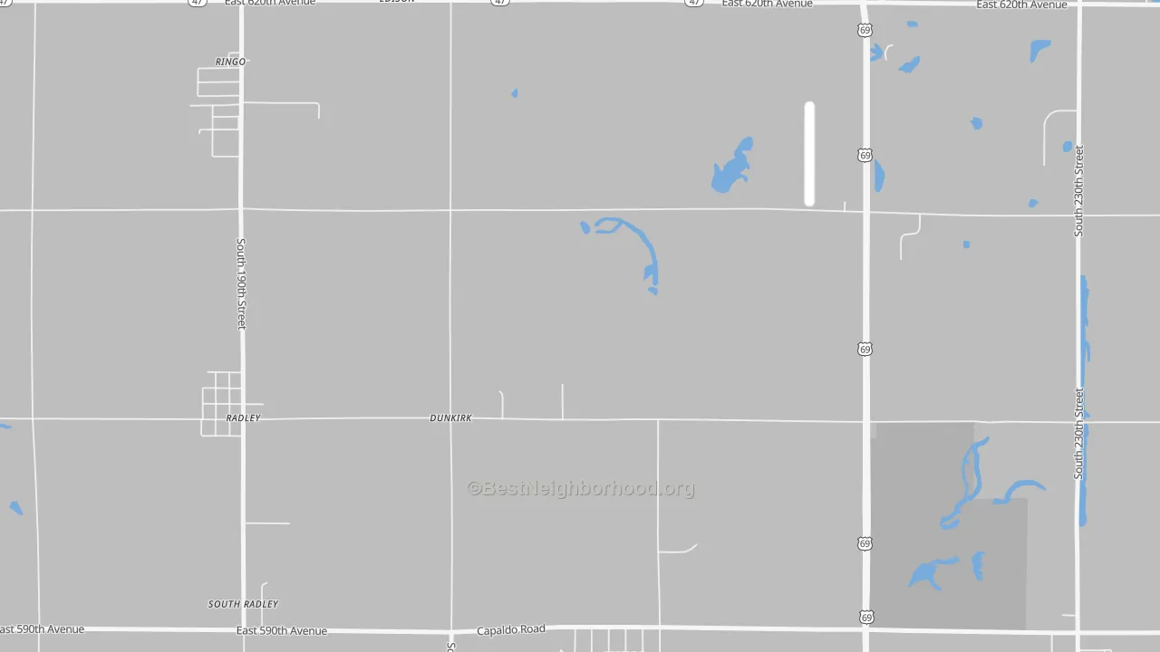 Bike Grade map of Dunkirk, KS