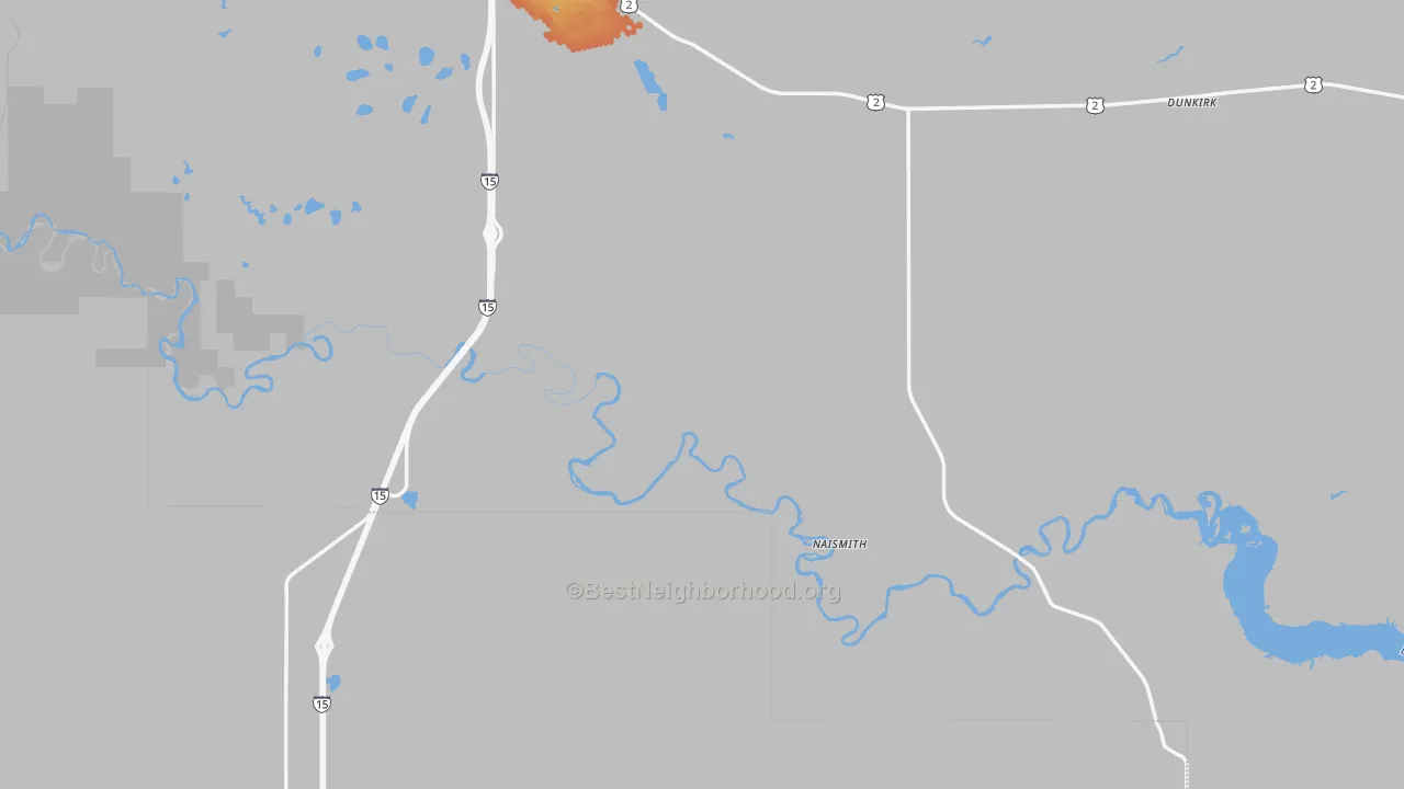 Bike Grade map of Dunkirk, MT