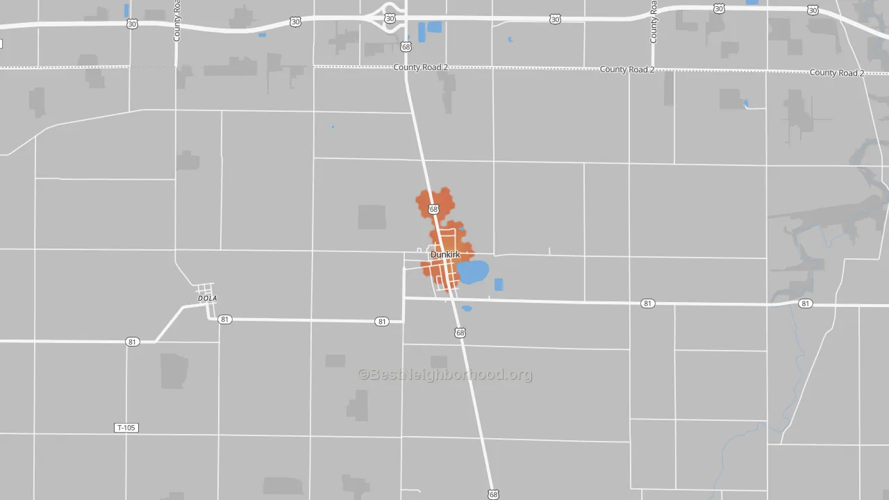 Bike Grade map of Dunkirk, OH