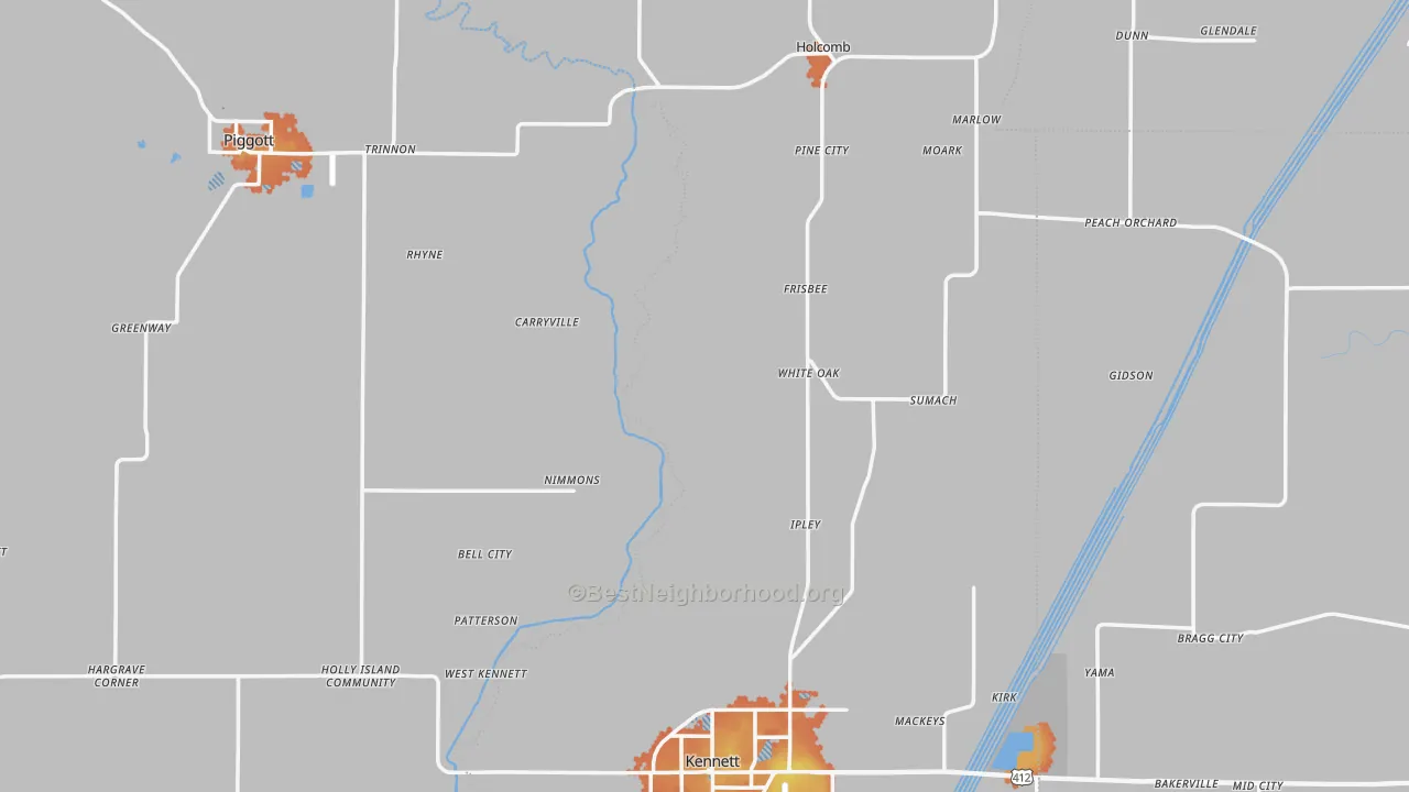 Bike Grade map of Dunklin County, MO