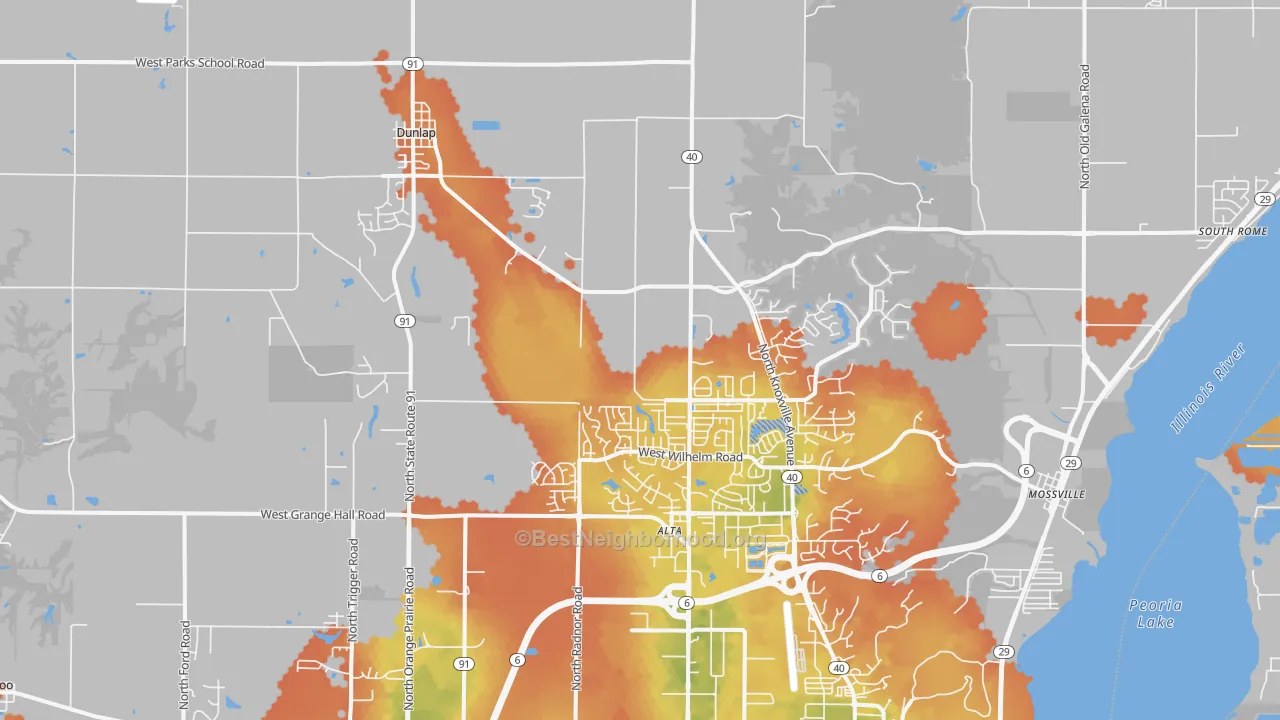 Bike Grade map of Dunlap, IL