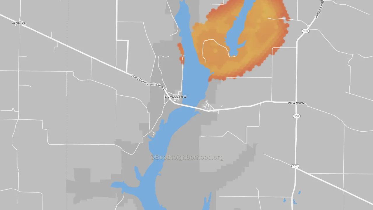 Bike Grade map of Dunlapsville, IN