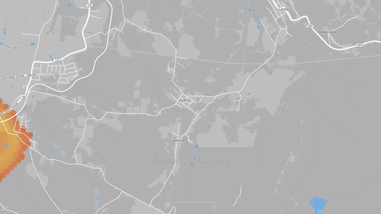 Bike Grade map of Dunlo, PA
