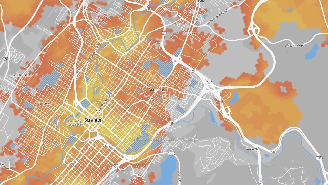Bike Grade map of Dunmore, PA