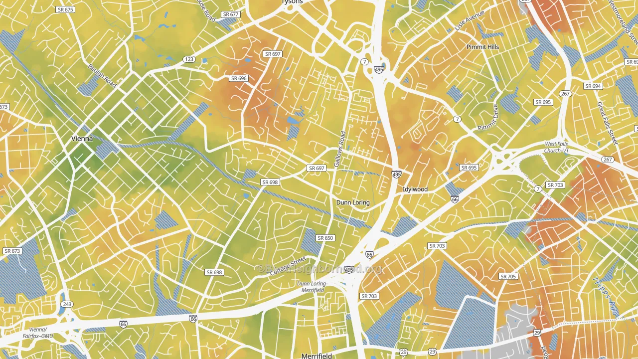 Bike Grade map of Dunn Loring, VA