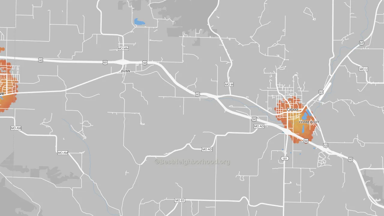 Bike Grade map of Dunn, MO