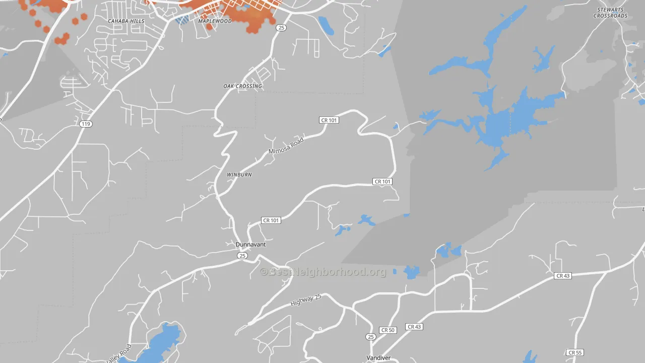 Bike Grade map of Dunnavant, AL