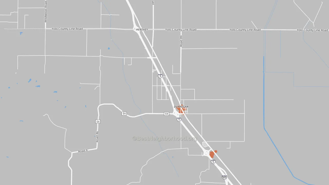 Bike Grade map of Dunnigan, CA