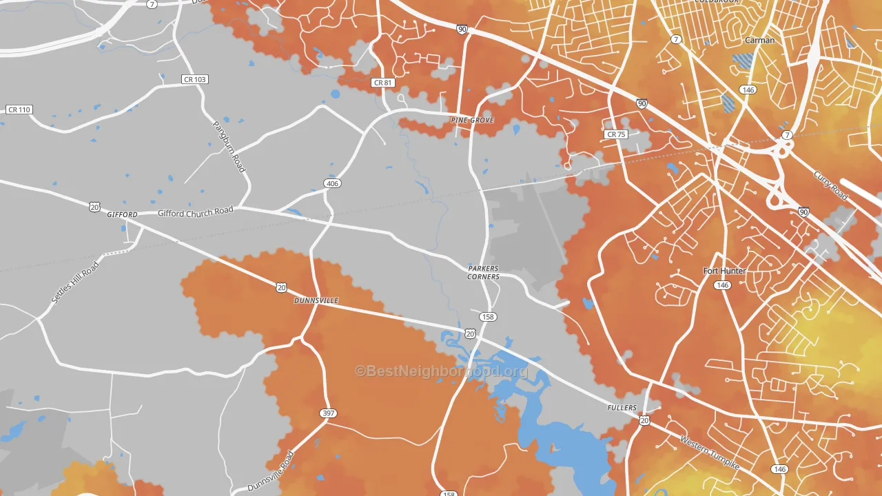 Bike Grade map of Dunnsville, NY