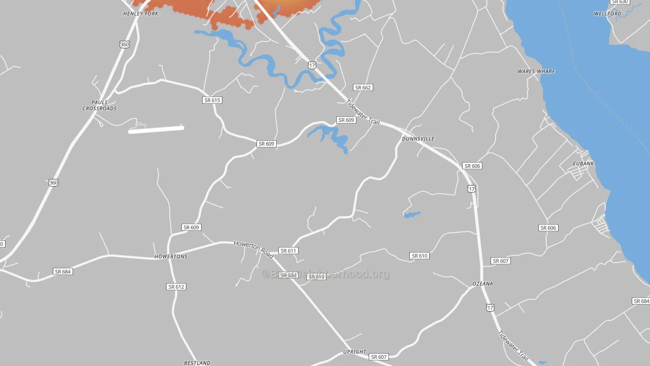 Bike Grade map of Dunnsville, VA