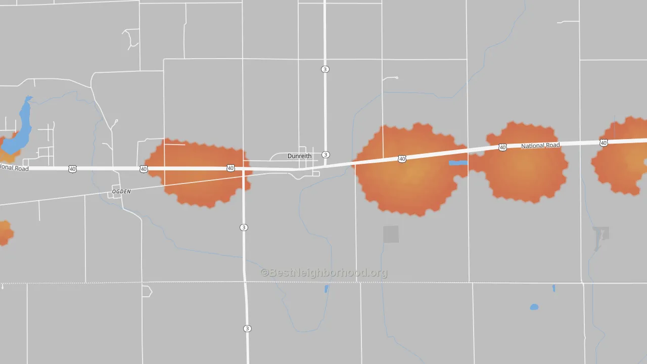 Bike Grade map of Dunreith, IN