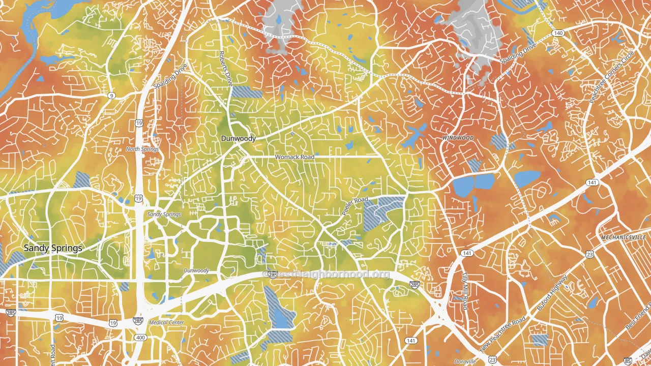 Bike Grade map of Dunwoody, GA