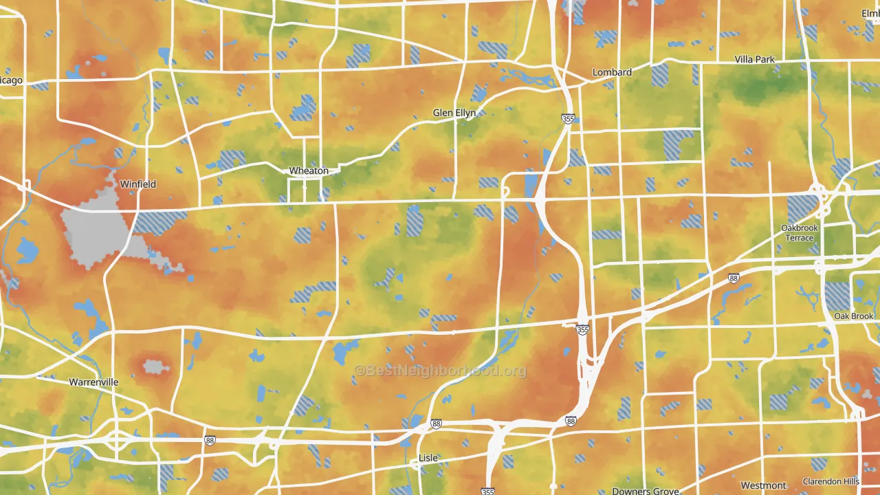 Bike Grade map of DuPage County, IL