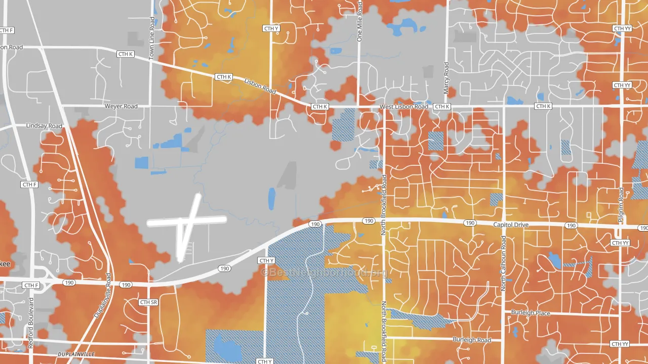 Bike Grade map of Duplainville, WI