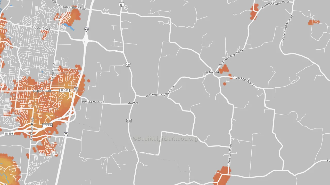Bike Grade map of Duplex, TN