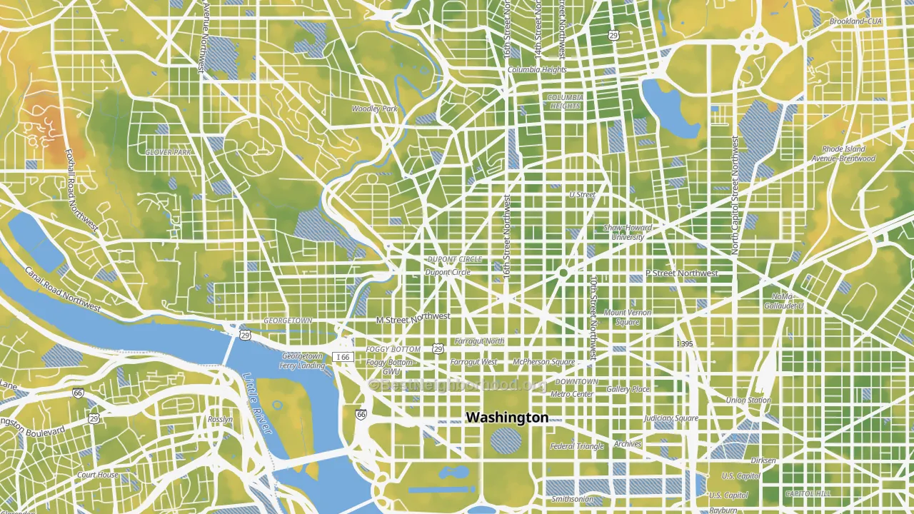 Bike Grade map of Dupont Circle, Washington, DC