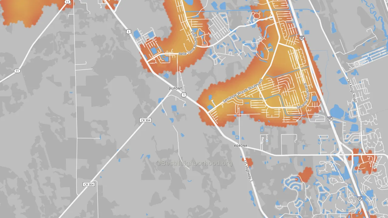 Bike Grade map of Dupont, FL
