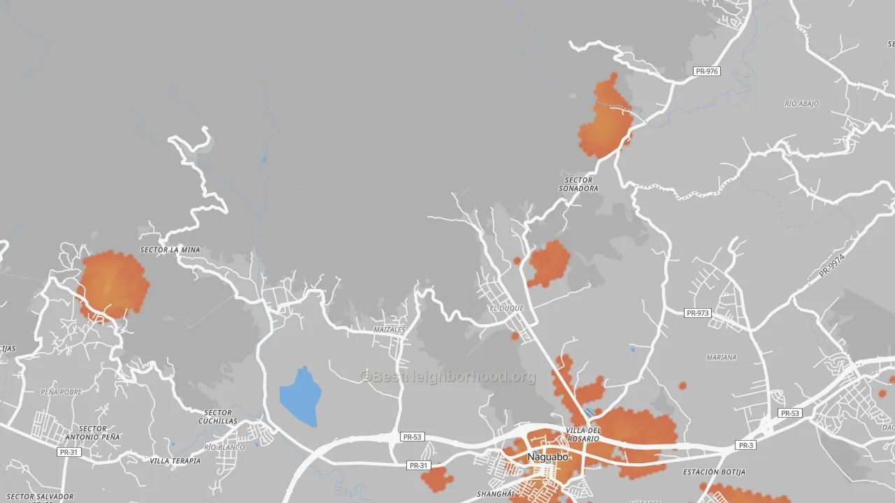 Bike Grade map of Duque, PR