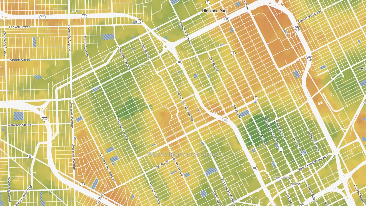 Bike Grade map of Durfee, Detroit, MI