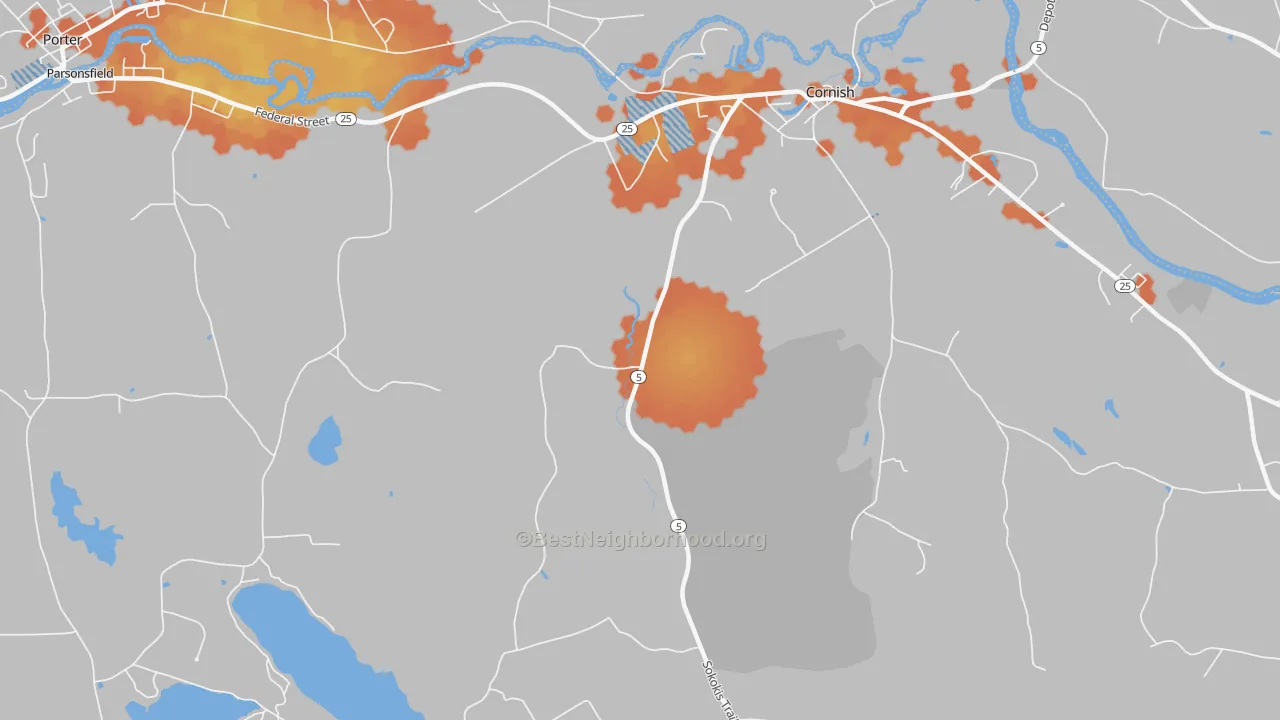 Bike Grade map of Durgintown, ME