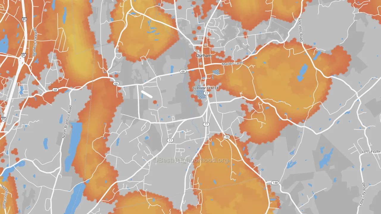 Bike Grade map of Durham, CT