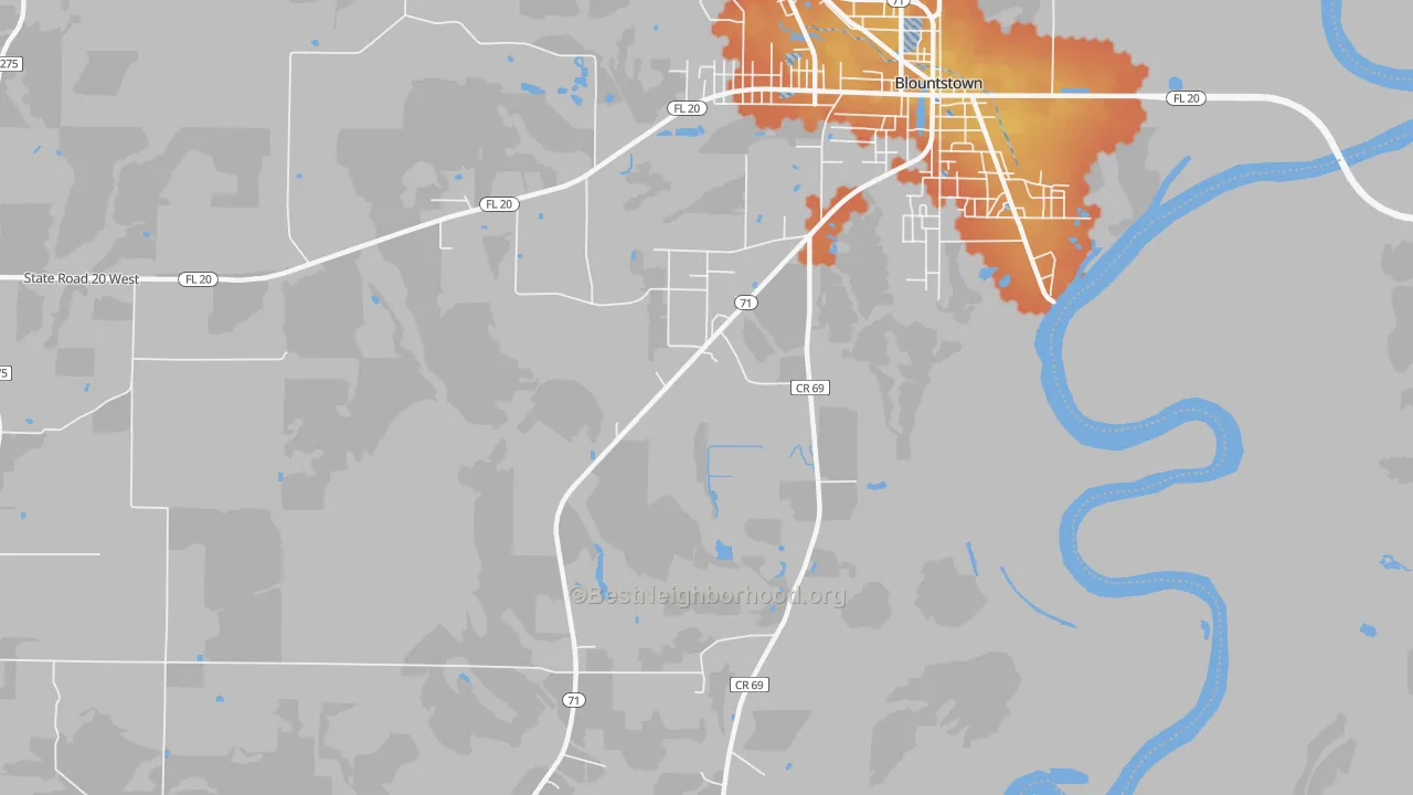 Bike Grade map of Durham, FL