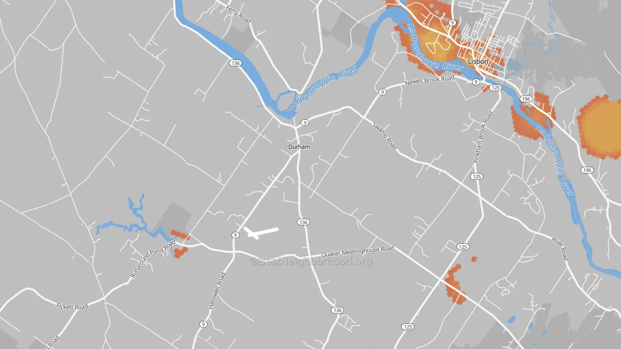 Bike Grade map of Durham, ME