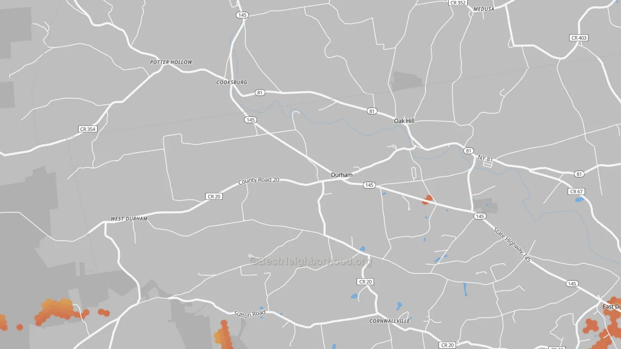 Bike Grade map of Durham, NY