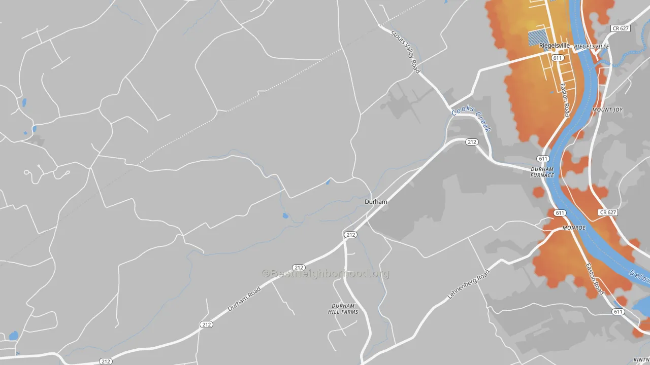 Bike Grade map of Durham, PA