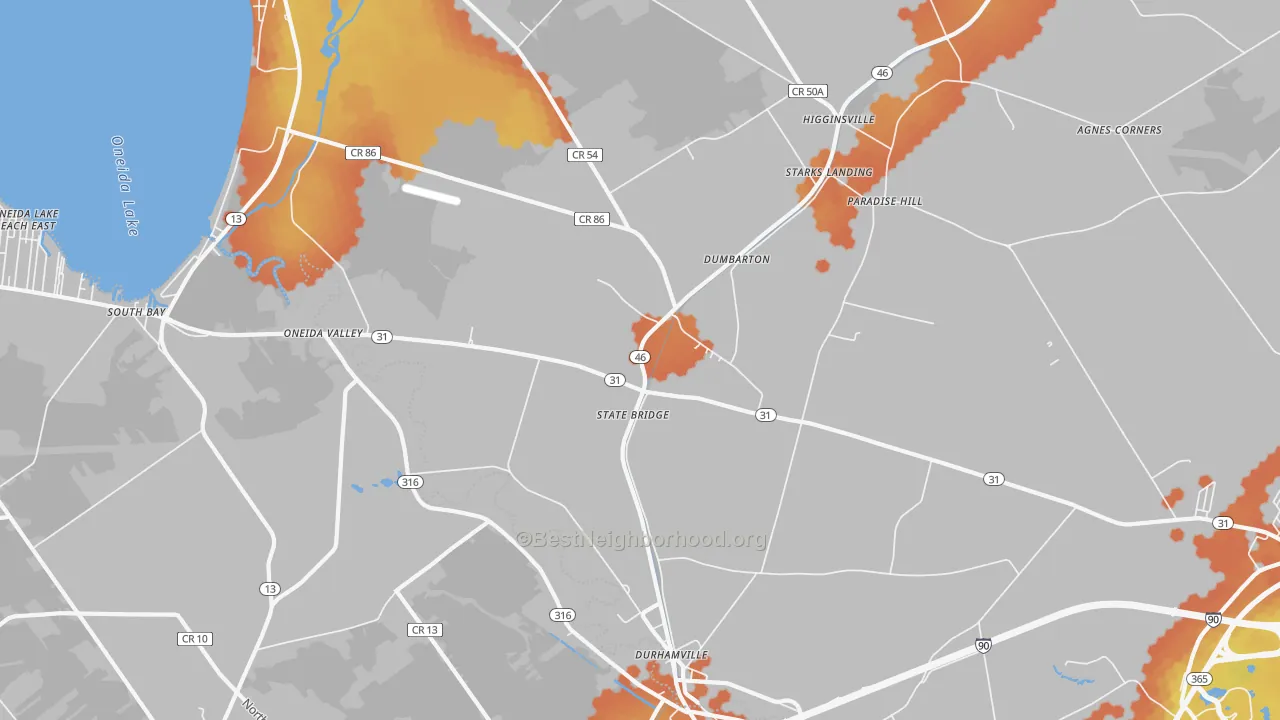 Bike Grade map of Durhamville, NY
