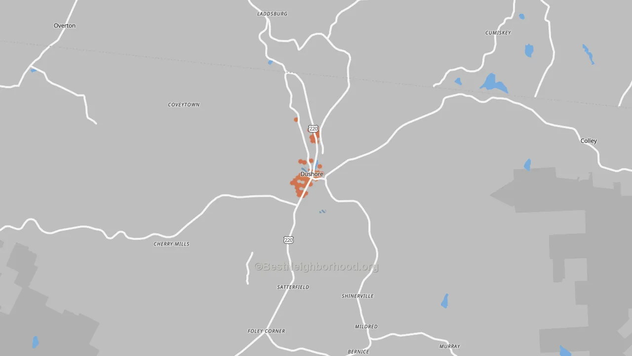 Bike Grade map of Dushore, PA