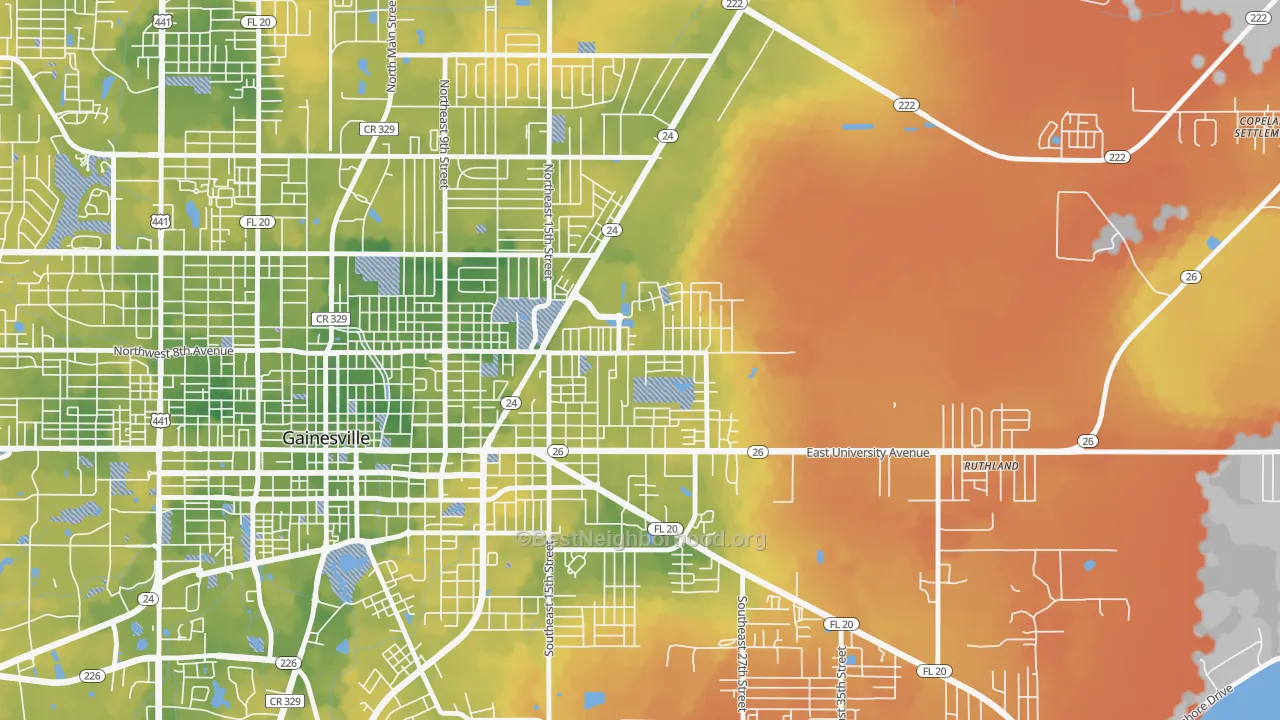 Bike Grade map of Duval-Eagle Eyes Crime Watch, Gainesville, FL