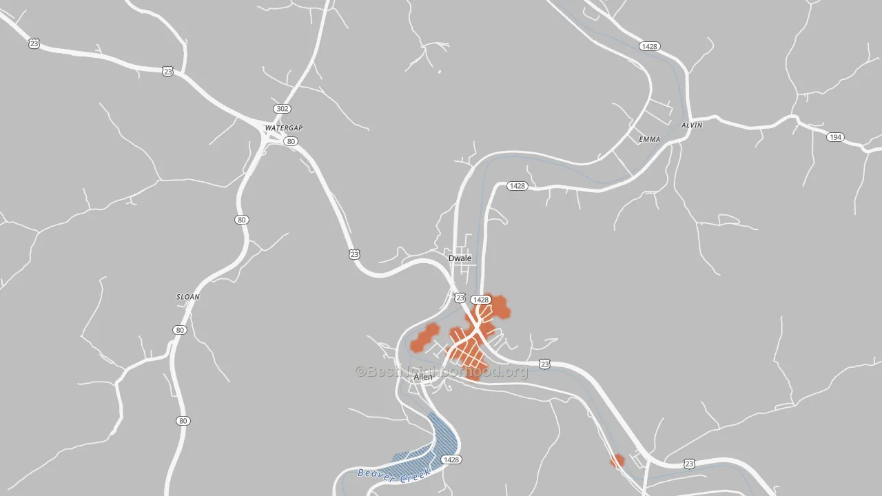 Bike Grade map of Dwale, KY