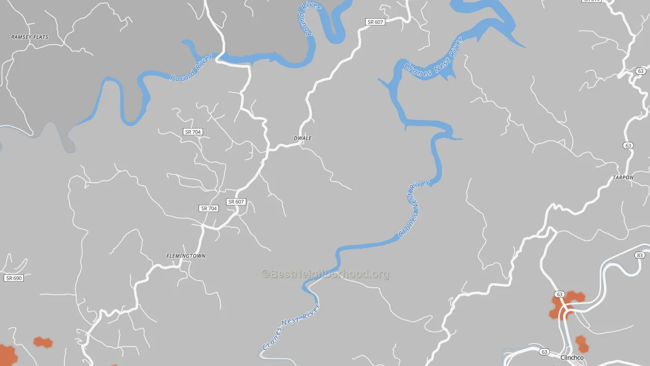 Bike Grade map of Dwale, VA