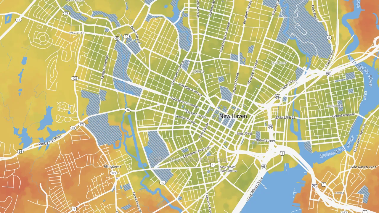 Bike Grade map of Dwight, New Haven, CT
