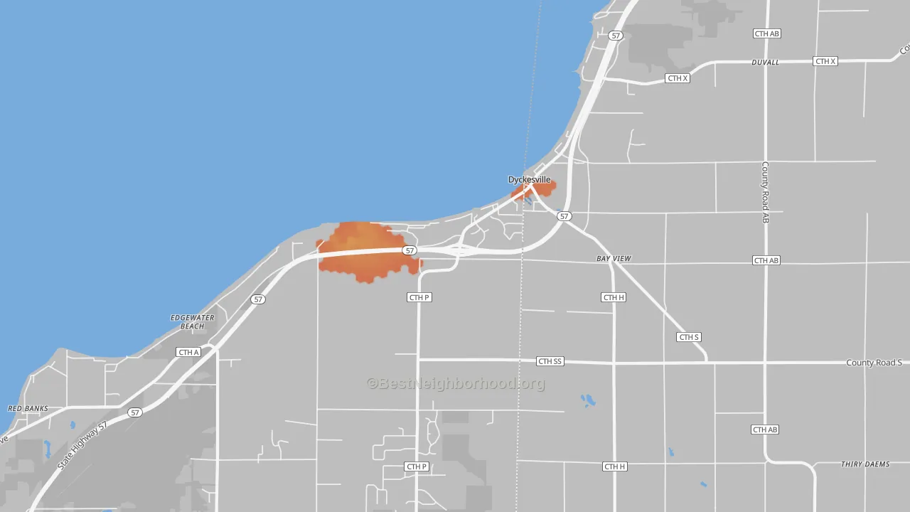 Bike Grade map of Dyckesville, WI