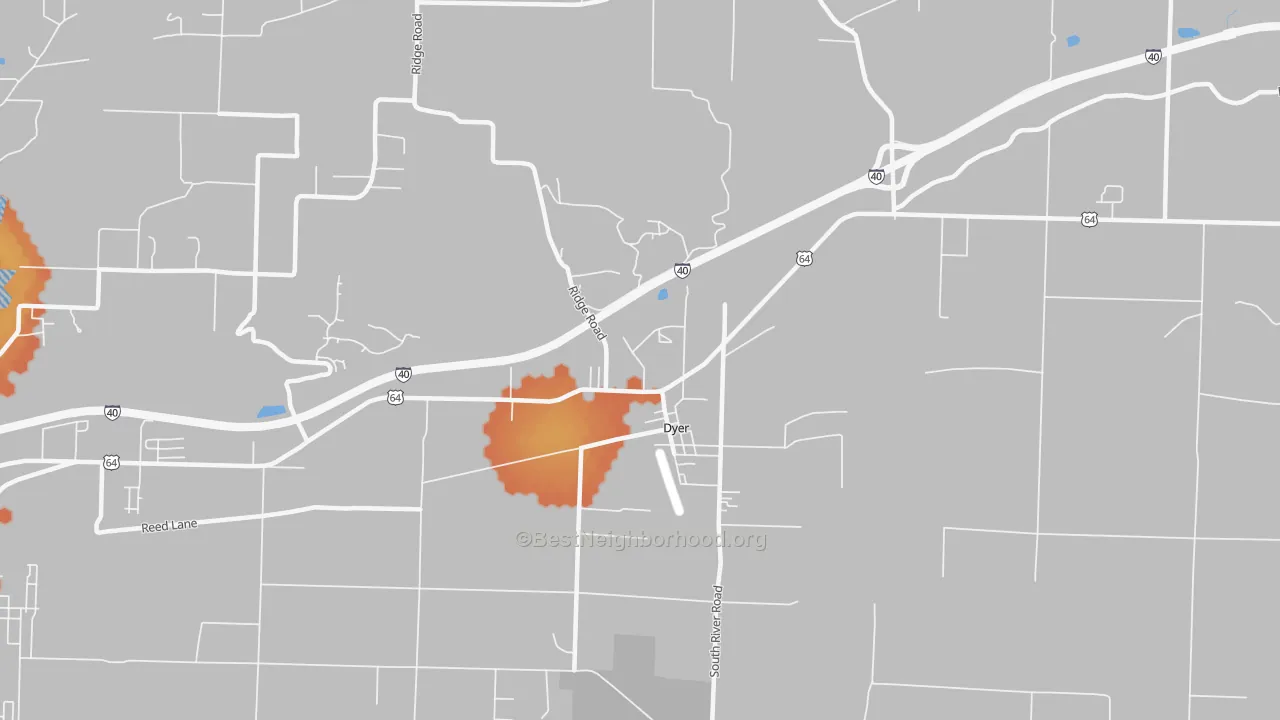 Bike Grade map of Dyer, AR