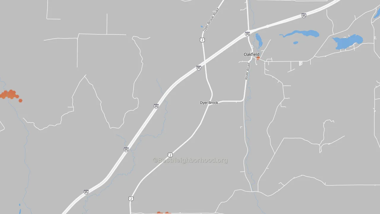 Bike Grade map of Dyer Brook, ME