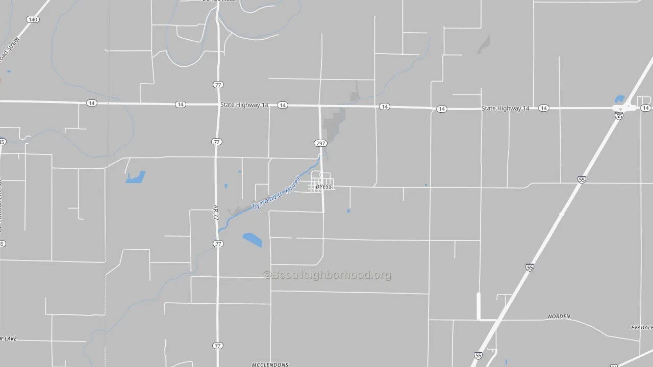 Bike Grade map of Dyess, AR