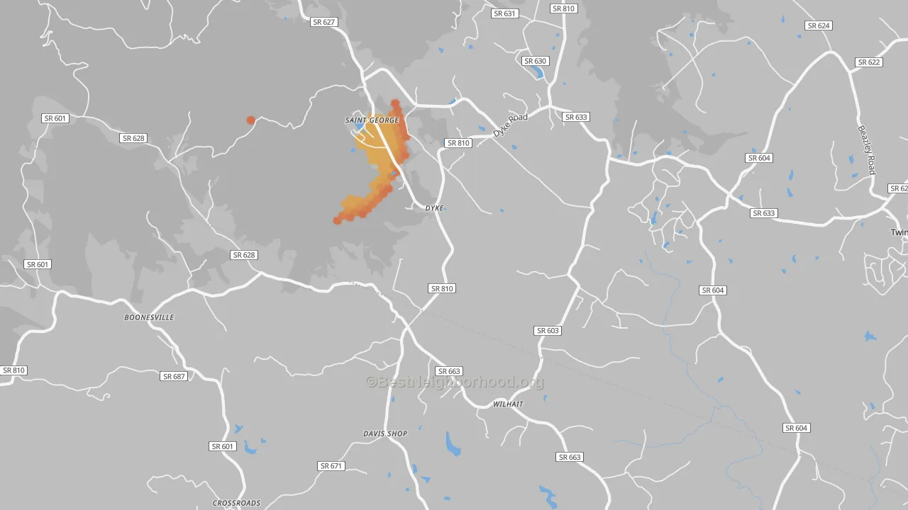 Bike Grade map of Dyke, VA