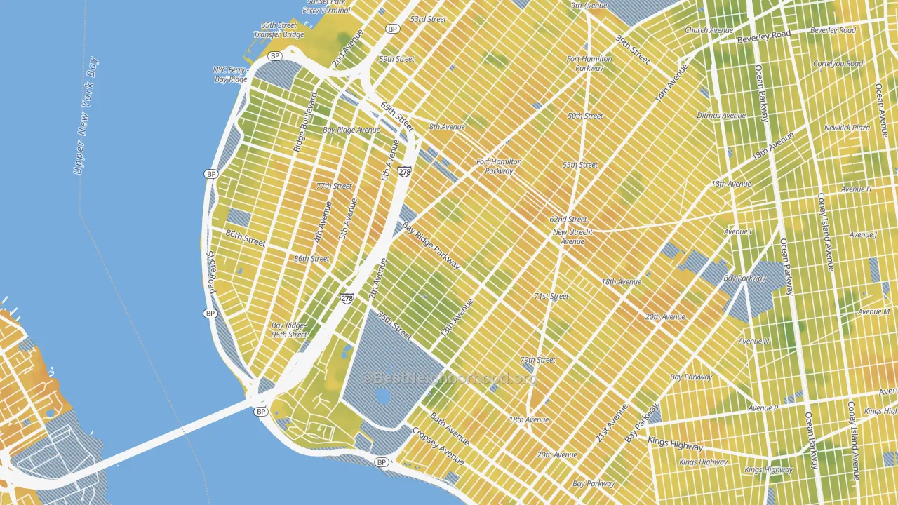 Bike Grade map of Dyker Heights, Brooklyn, NY