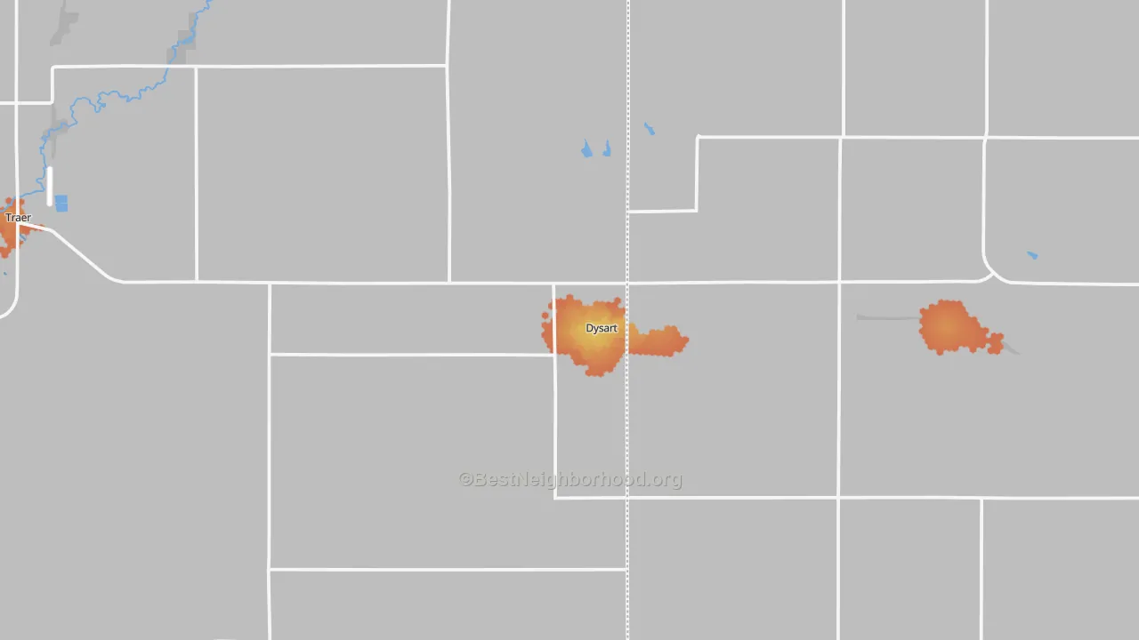 Bike Grade map of Dysart, IA